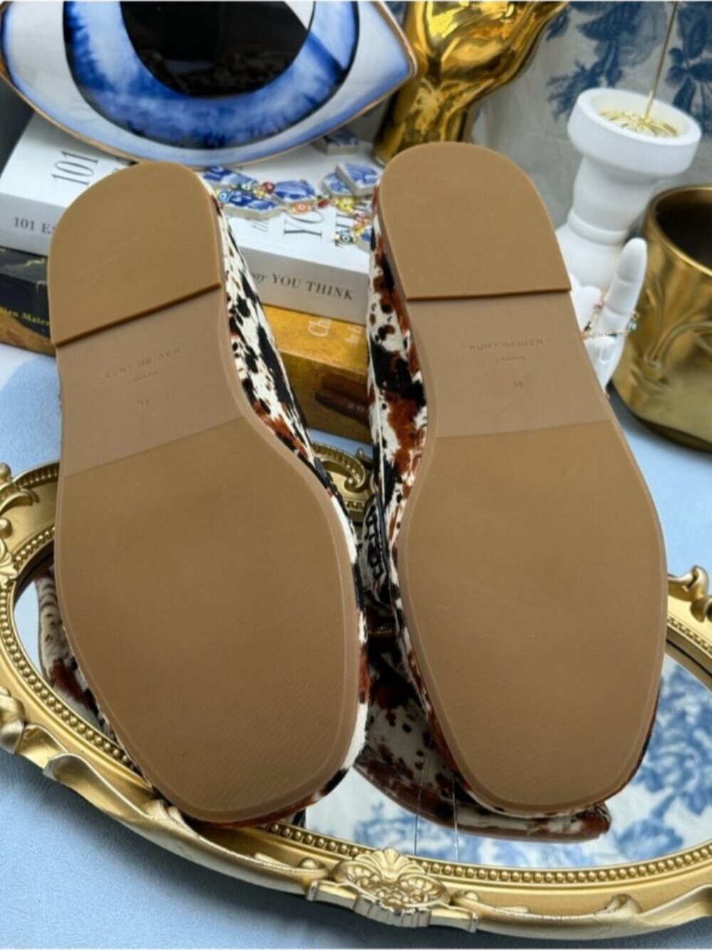 🆕 KURT GEIGER LONDON 🧿 NWOB Mansion Soft Loafer, Cow Print - Sz 39 US8.5 - Picture 13 of 16